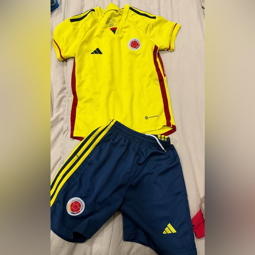 adidas Navy Blue and Yellow Men's Athletic Shorts
